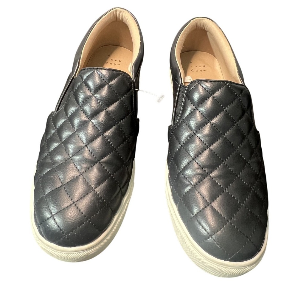 A New Day Women's Black Quilted Slip-On Sneakers US 9.5 Comfort Casual Shoes